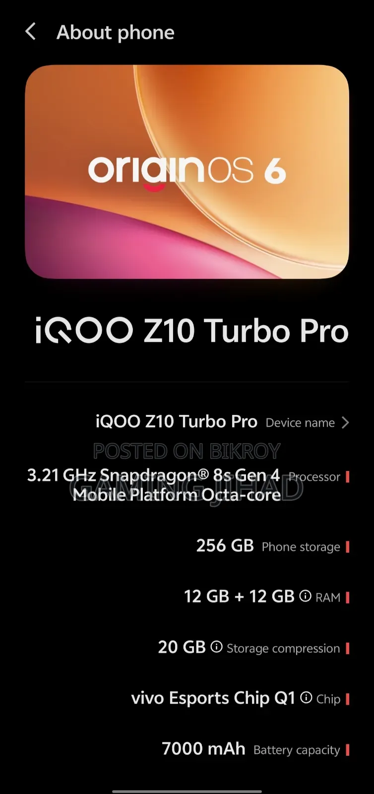Vivo iQOO Z10 Turbo Pro 256 GB White