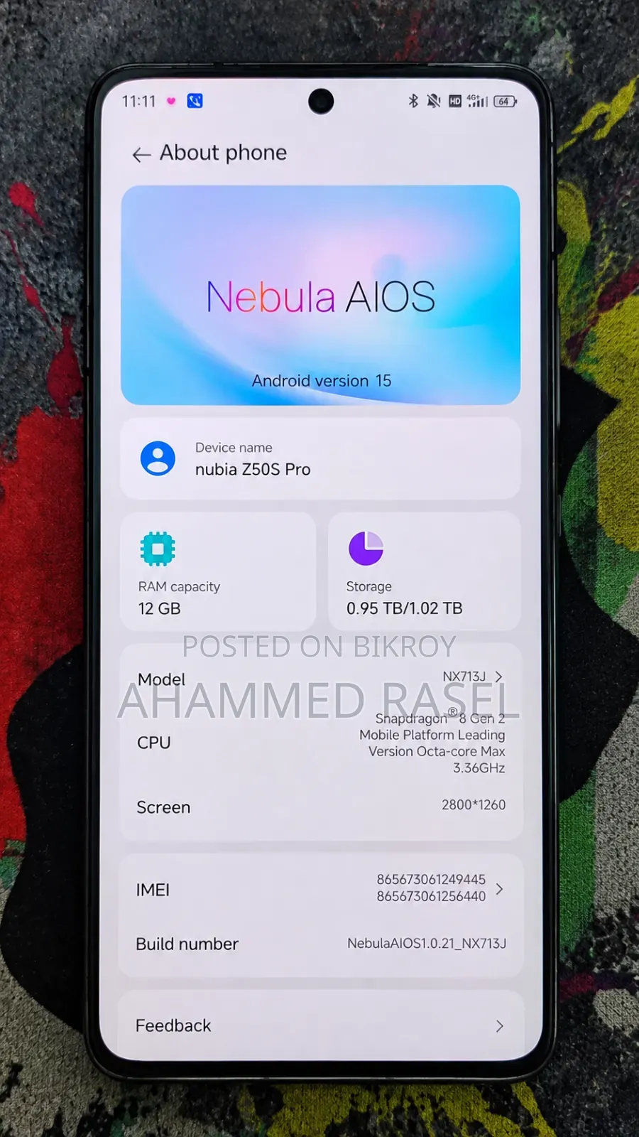 ZTE nubia Z50S Pro 1 TB Yellow