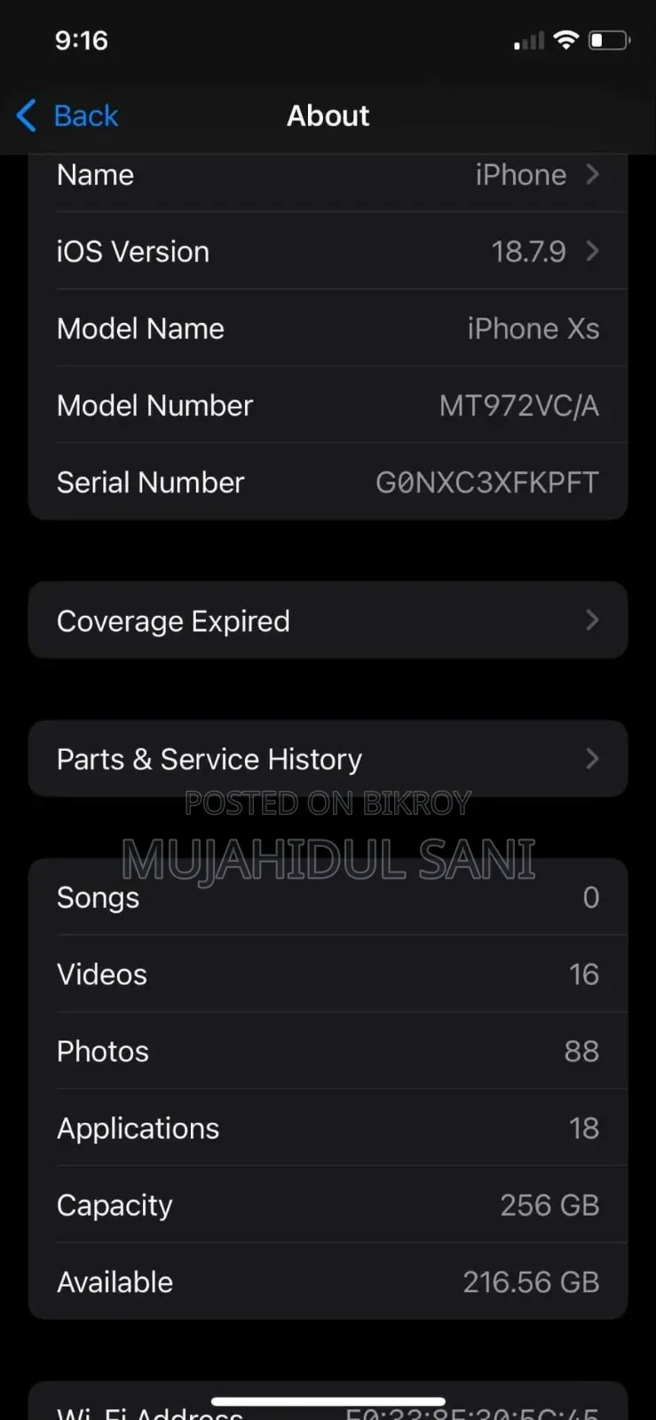 Apple iPhone XS 256 GB Black