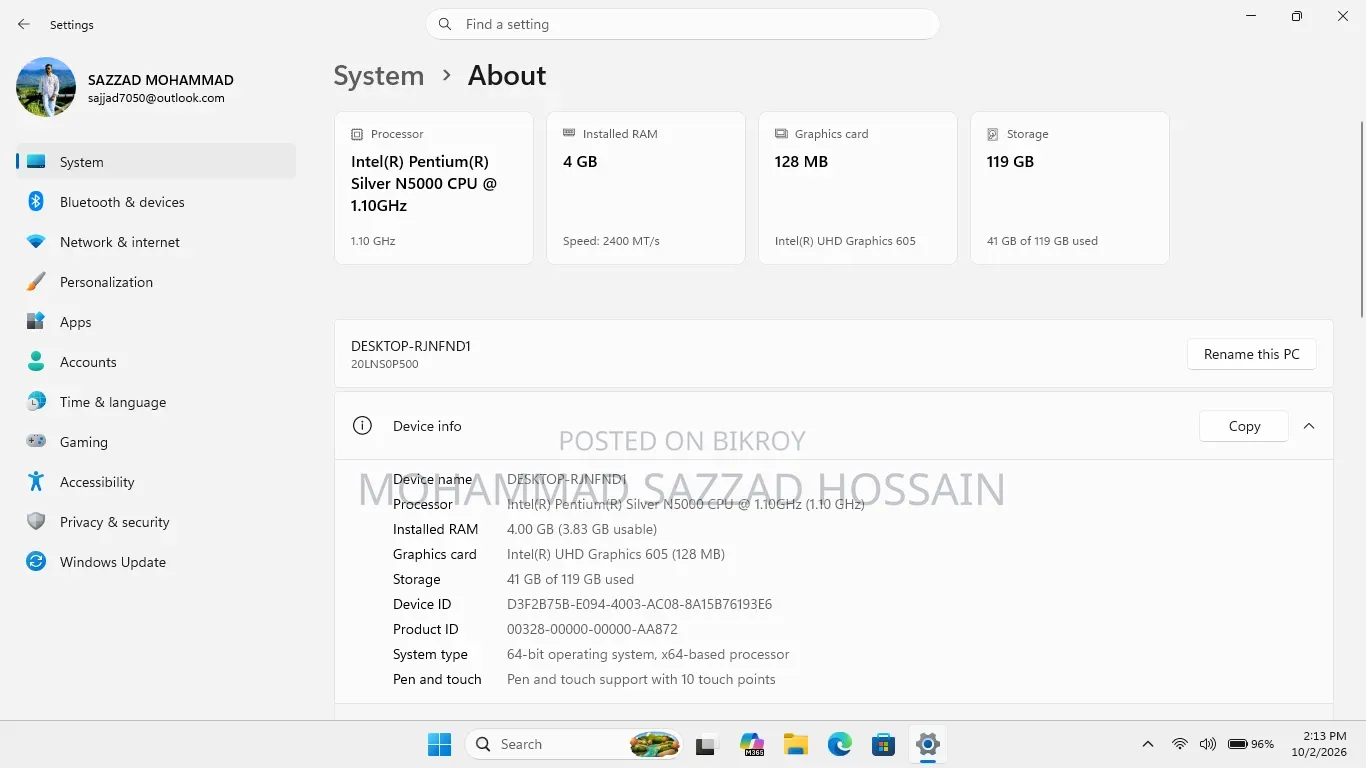 Laptop Lenovo ThinkPad 11e 4GB Intel Pentium SSD 128GB