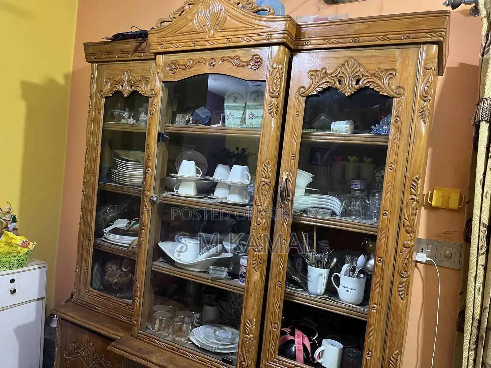 Slightly used like new Chittagong teak wood showcase
