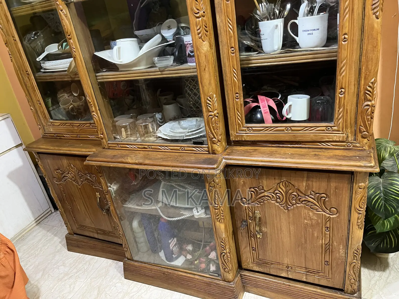 Slightly used like new Chittagong teak wood showcase
