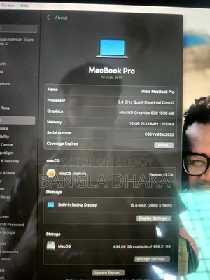Laptop Apple MacBook Pro 2017 16GB Intel Core i7 SSD 500GB