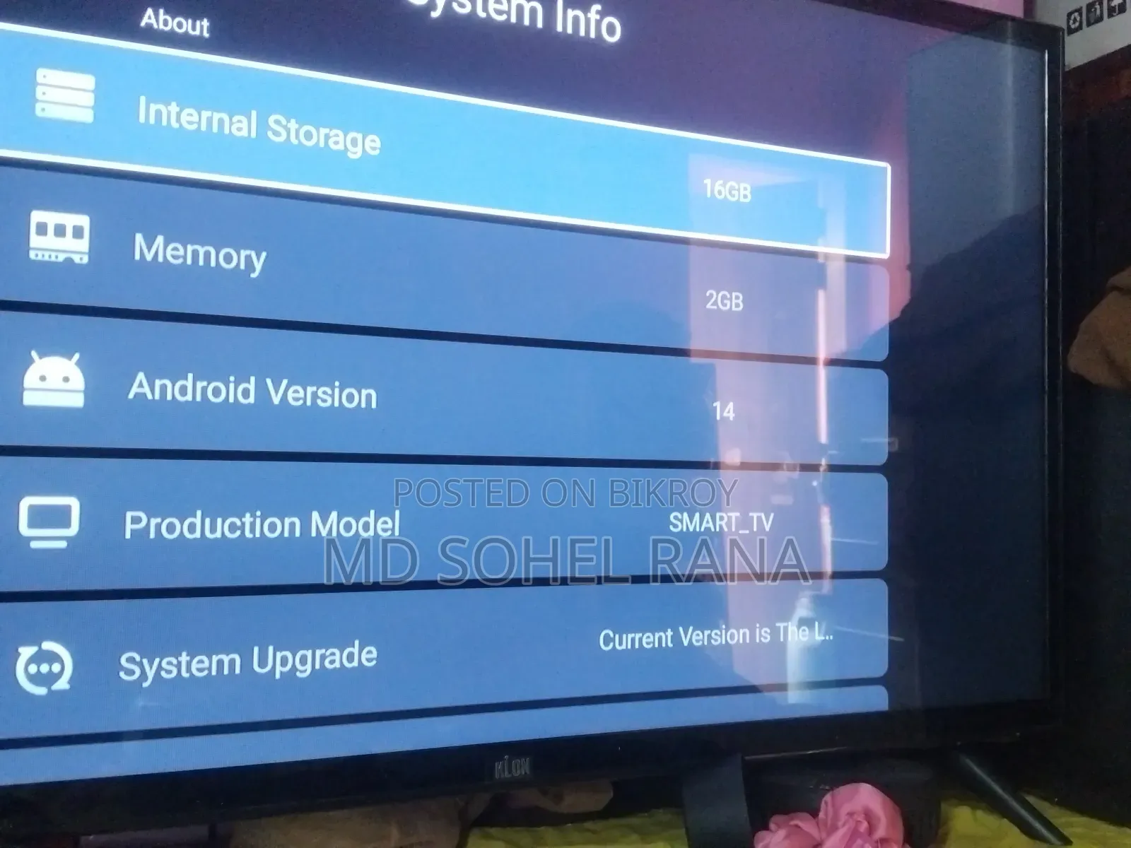 KLON 32" Android Smart TV - Used for only 4 months