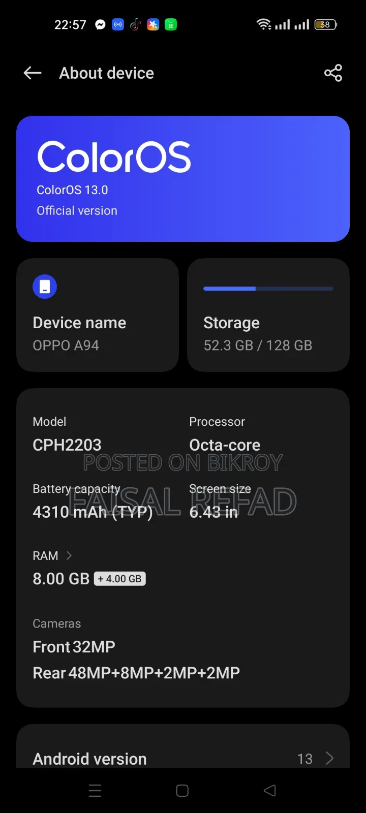 Oppo A94 128 GB Purple