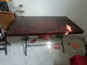 Wood-Finish Plastic Folding Chair (2)/Table(1) For Sale