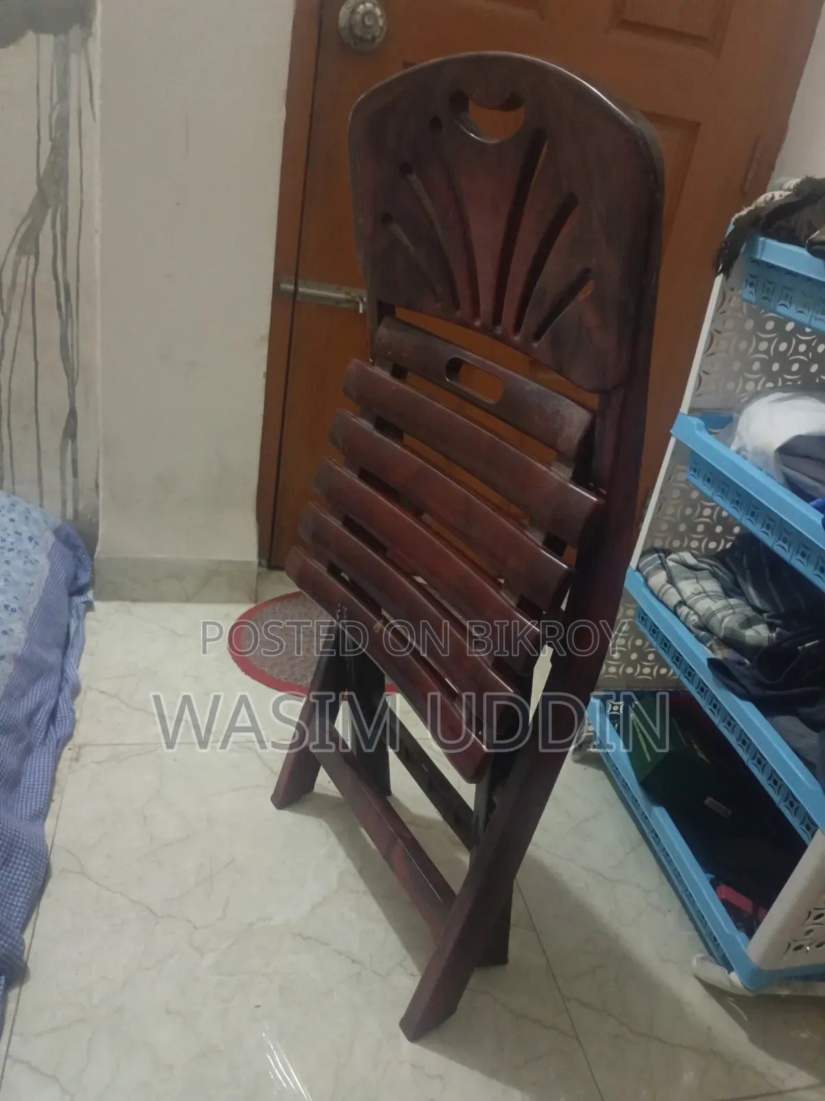 Wood-Finish Plastic Folding Chair (2)/Table(1) For Sale