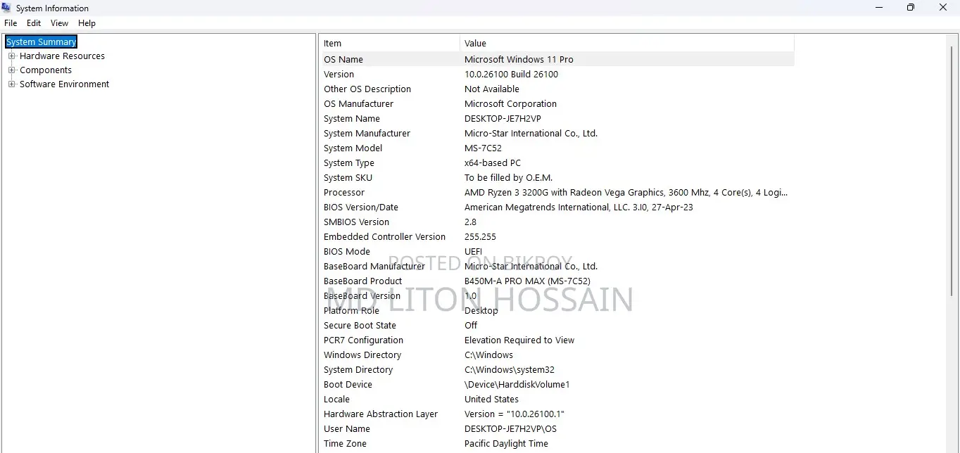 Desktop Computer MSI 8GB AMD Ryzen 3 SSD 256GB