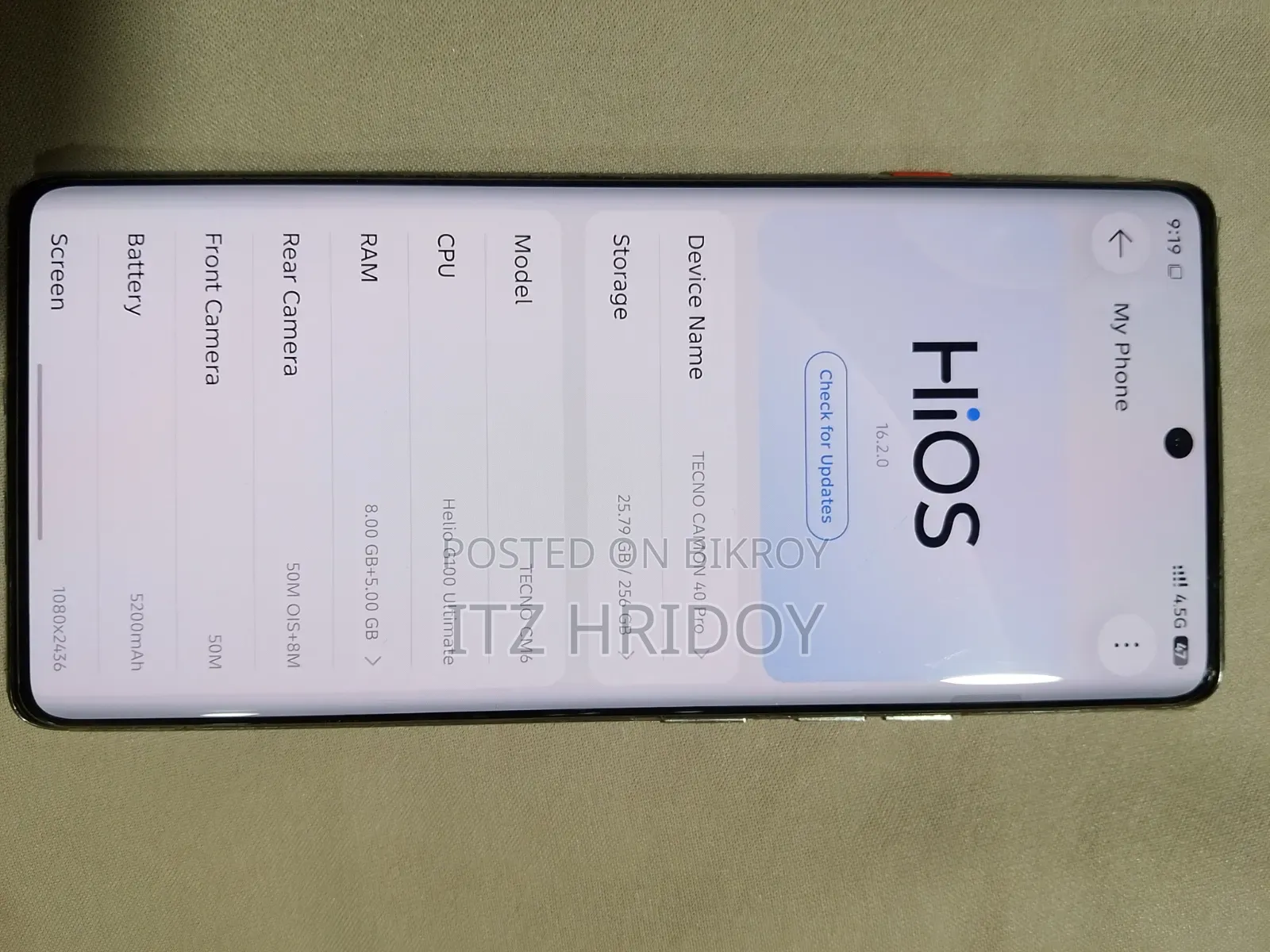Tecno Camon 40 Pro 4G 256 GB Blue