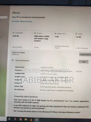 Desktop Computer 8GB SSD 128GB