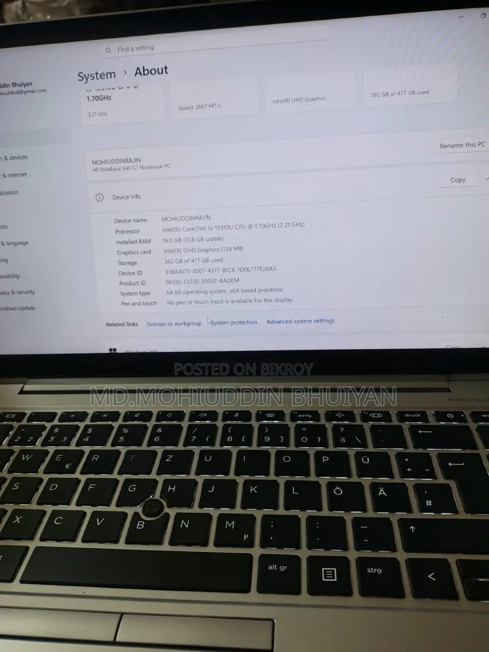 Laptop HP EliteBook 830 G7 16GB Intel Core i5 SSD 512GB