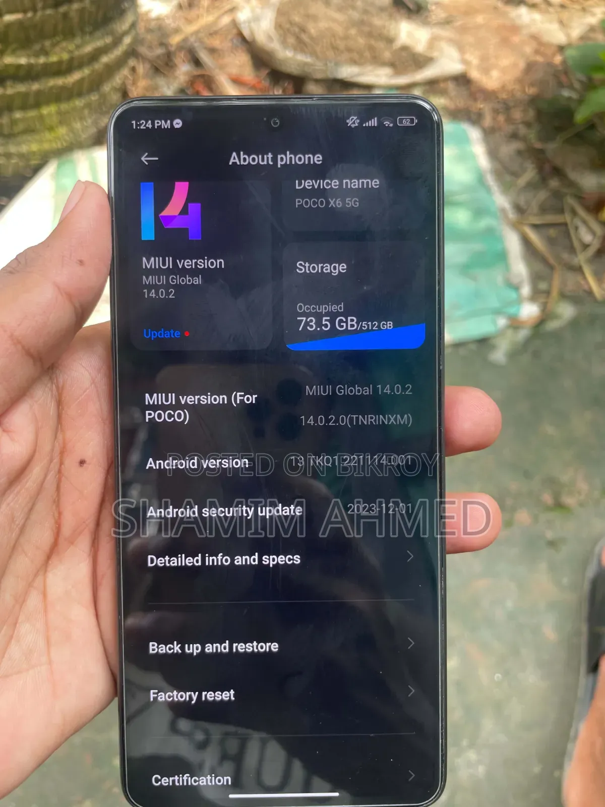 শাওমি পোকো এক্স৬ ৫১২ জিবি কালো