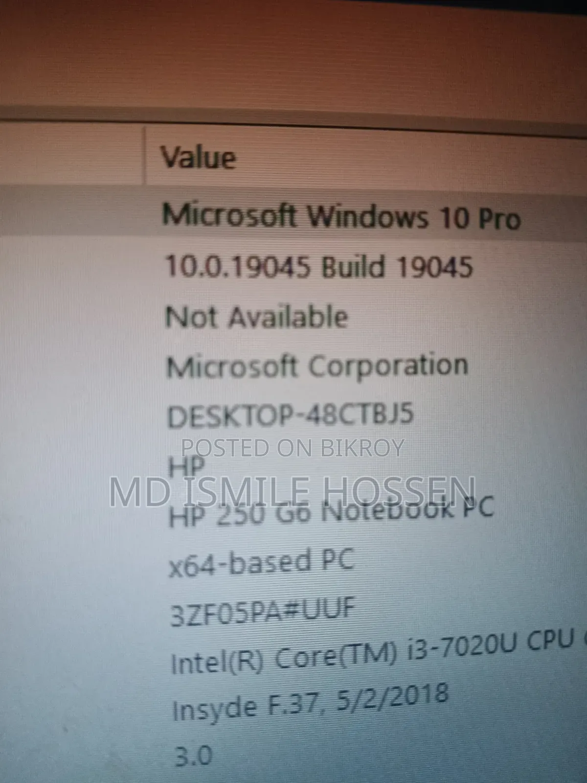 Laptop HP 250 G6 4GB Intel Core i3 SSHD+SSD 1T
