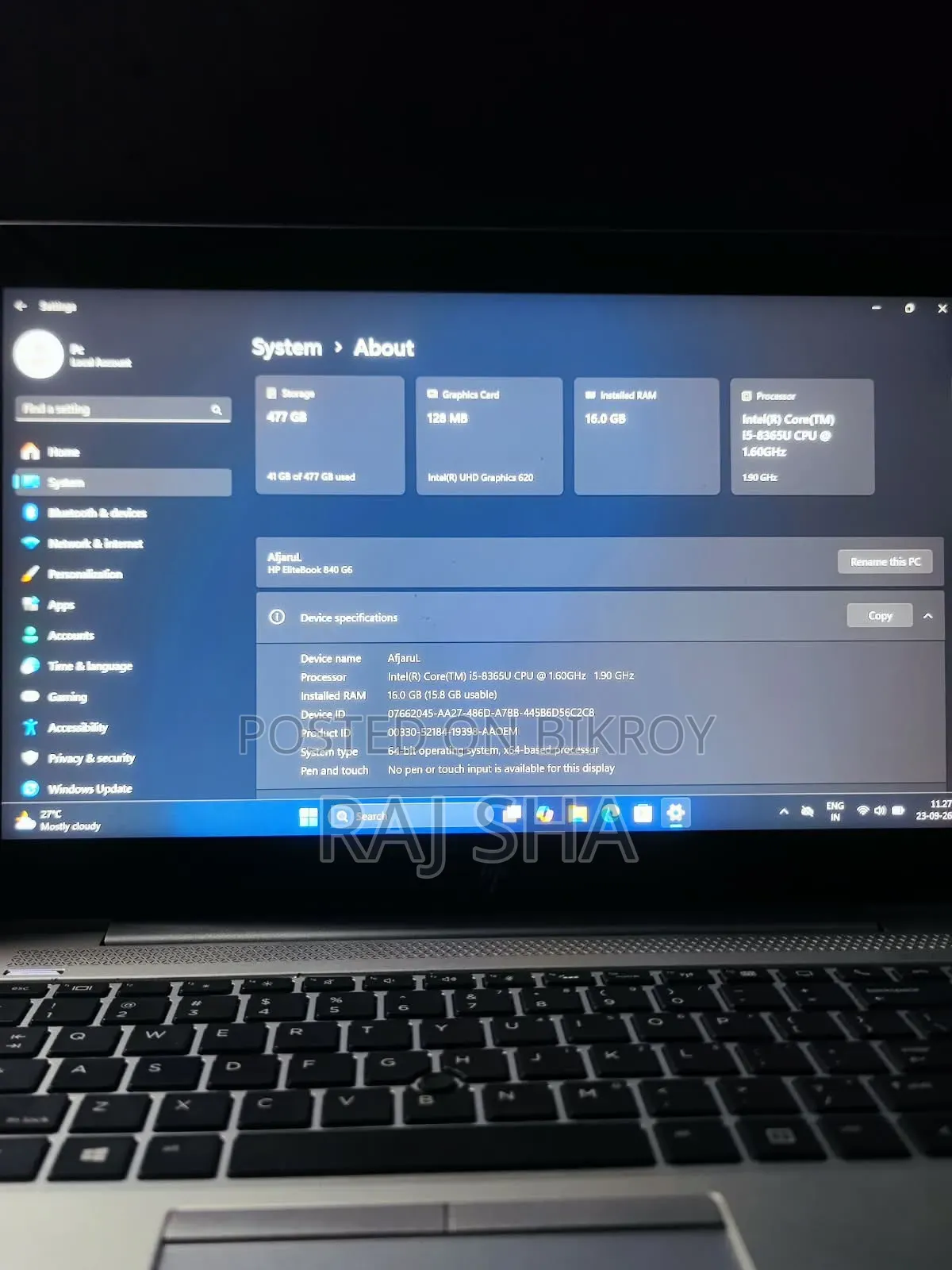 Laptop HP EliteBook 840 G6 16GB Intel Core i5 SSHD (Hybrid) 256GB