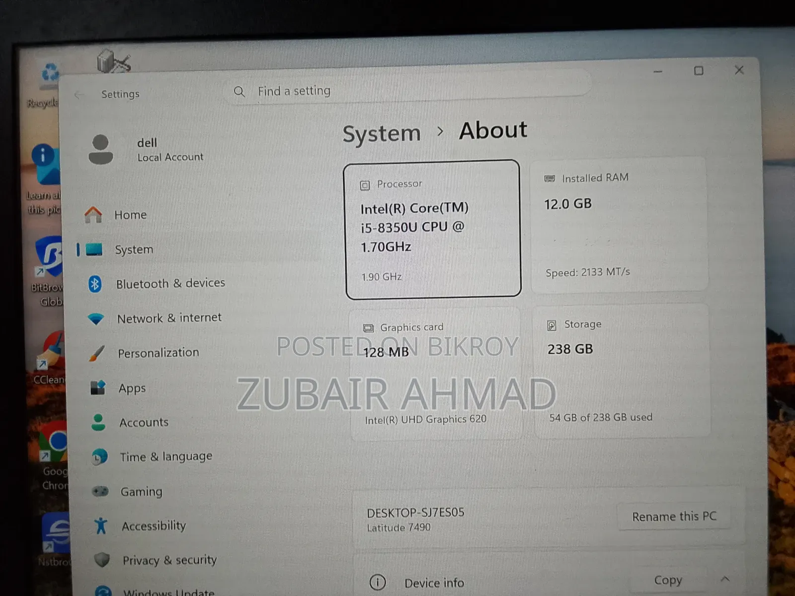 Laptop Dell Latitude 7490 12GB Intel Core i5 SSHD (Hybrid) 256GB