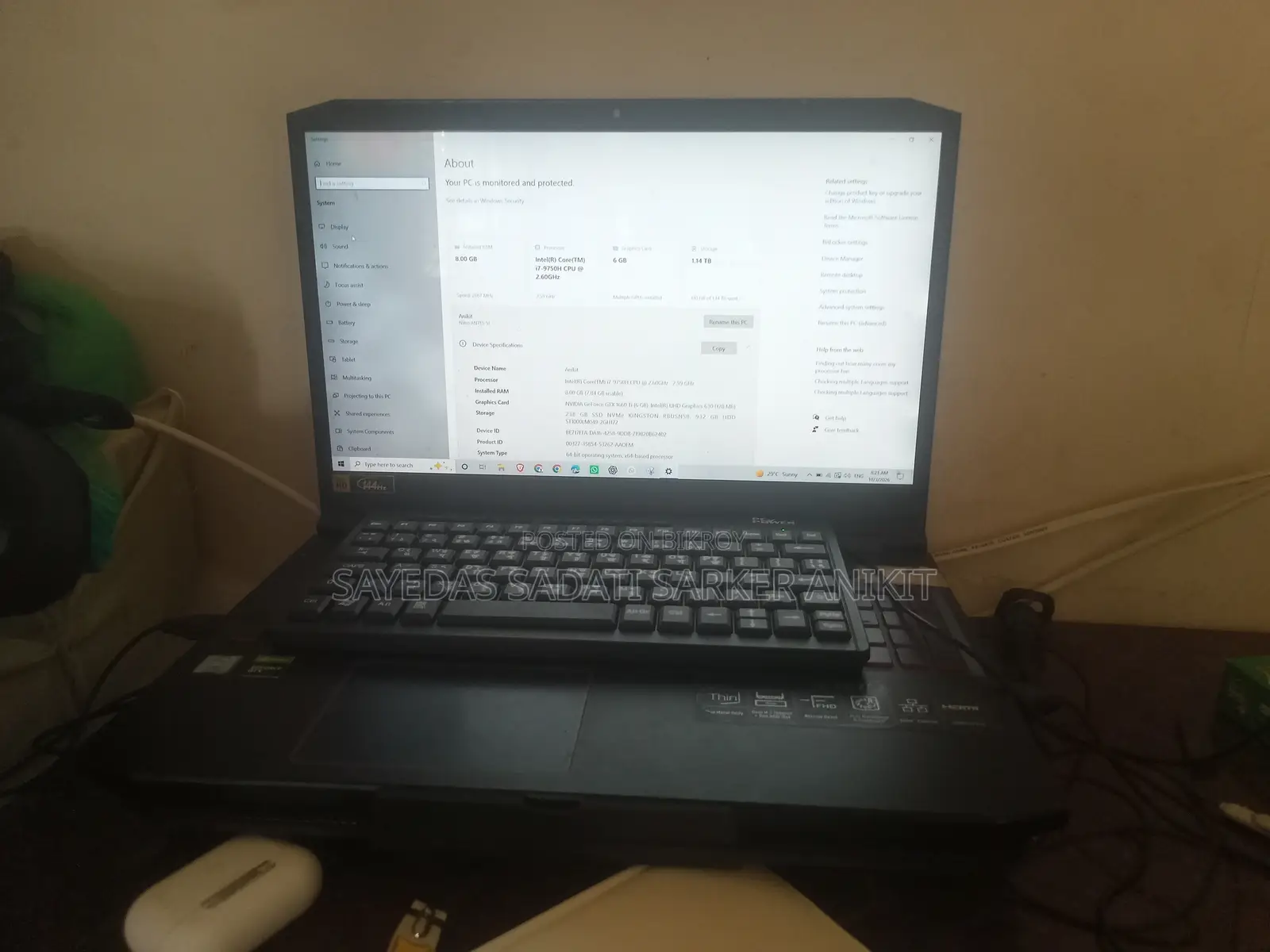 Laptop Acer Nitro 7 8GB Intel Core i7 SSHD+SSD 1TB