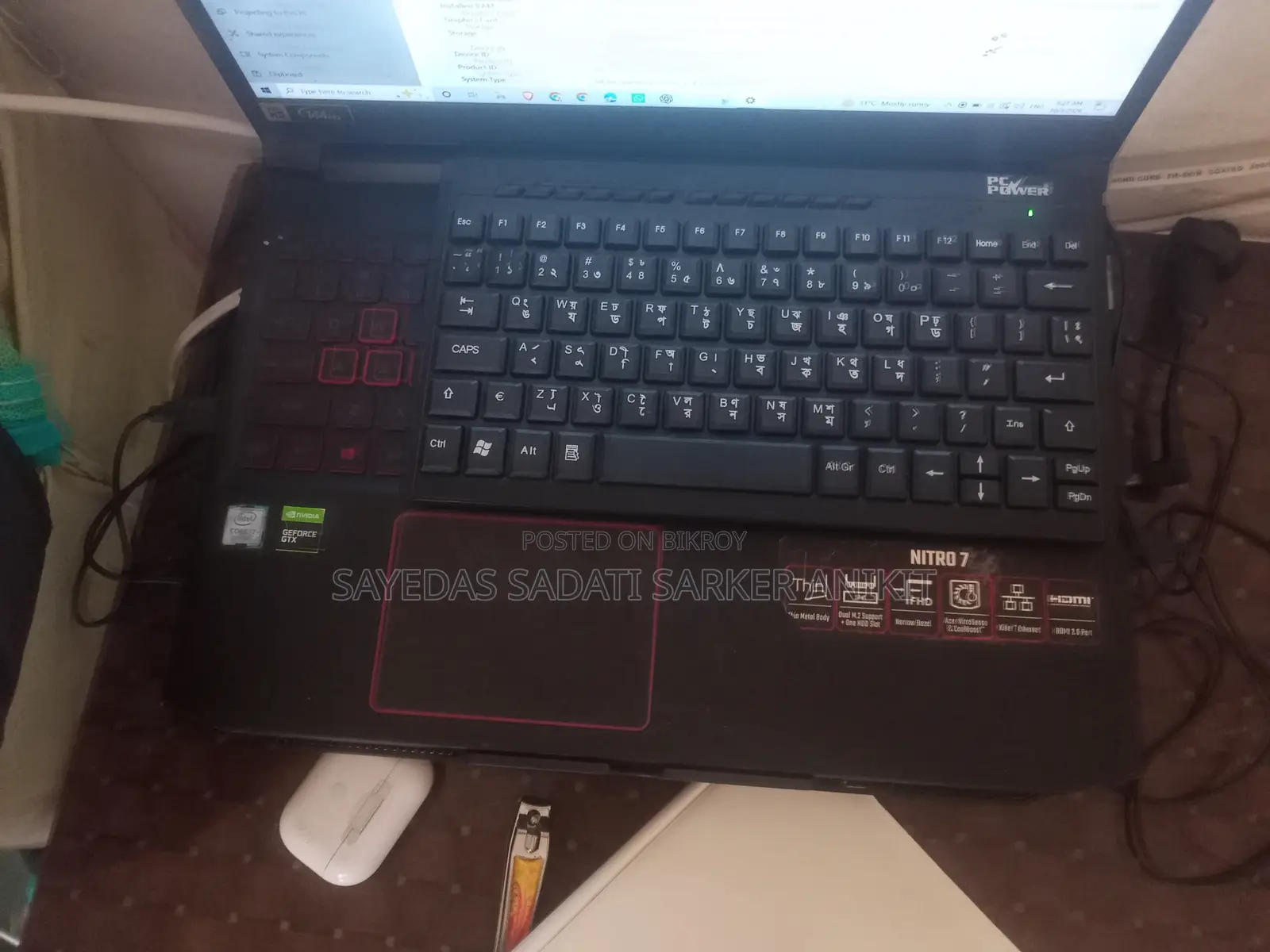 Laptop Acer Nitro 7 8GB Intel Core i7 SSHD+SSD 1TB