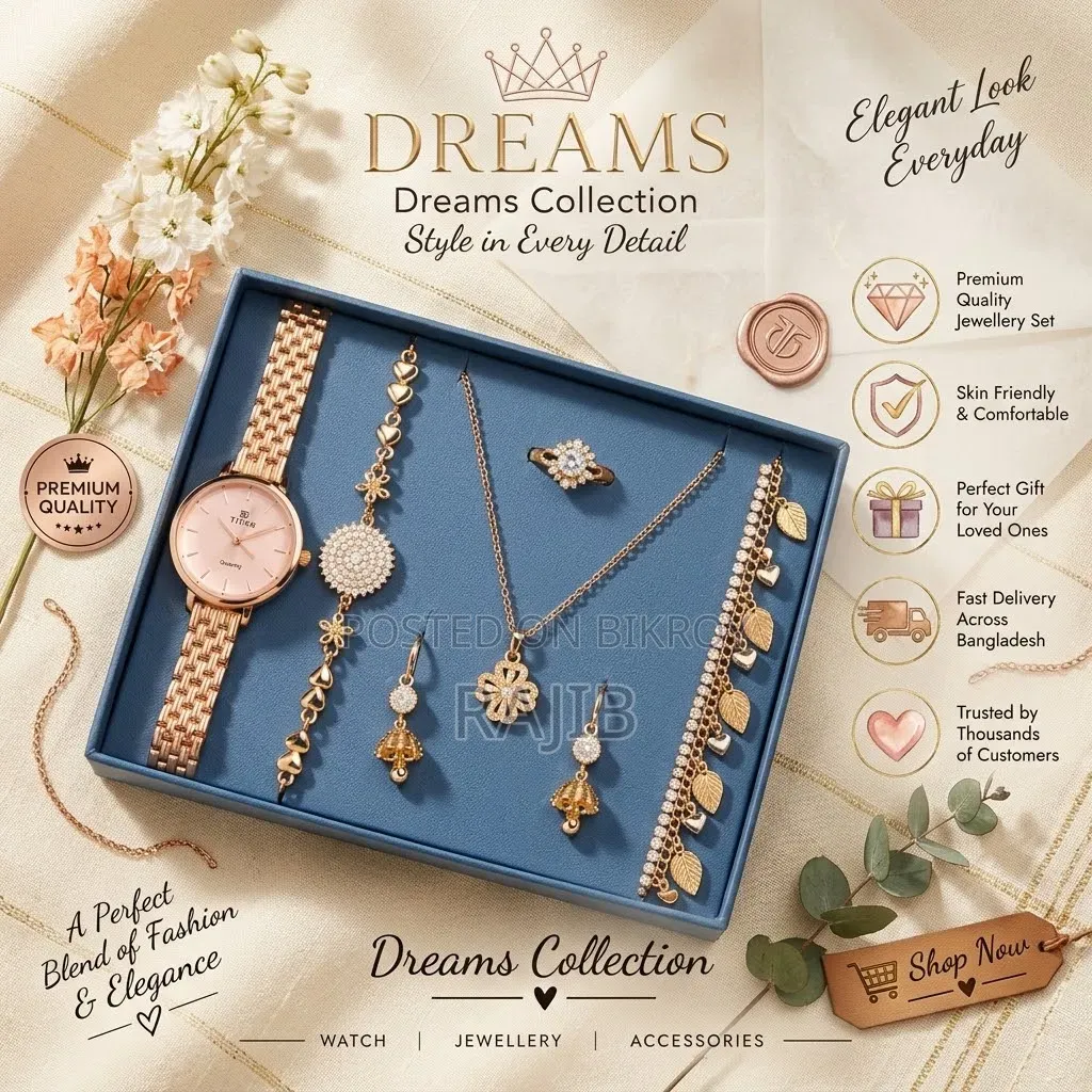 👑 Premium Touch Watch and Jewelry Gift Set 👑