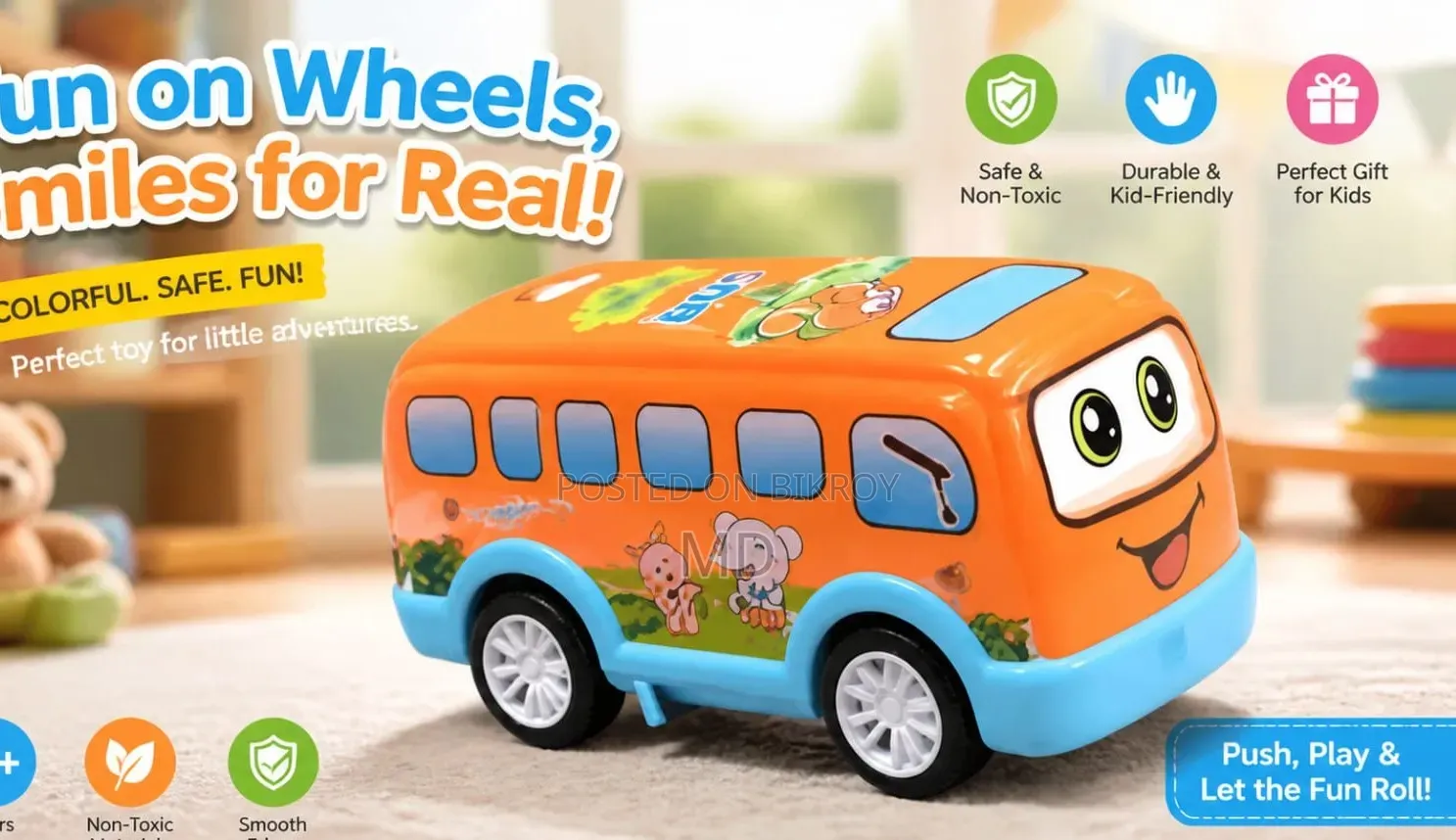 Cute Cartoon Bus Toy for Kids (Children's toy car)