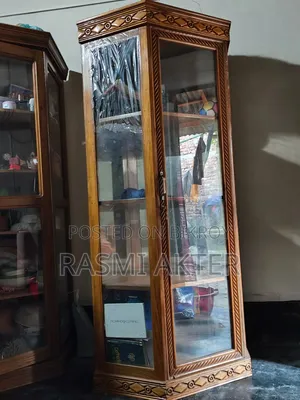 Jackfruit Wood Glass Showcase Corner