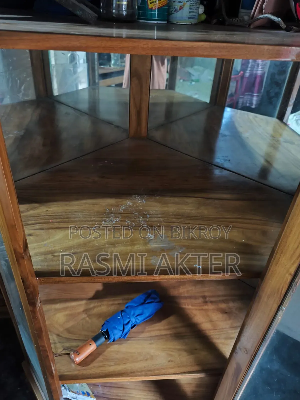 Jackfruit Wood Glass Showcase Corner
