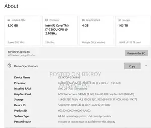 Laptop HP 15 8GB Intel Core i7 HDD+SSD 1T