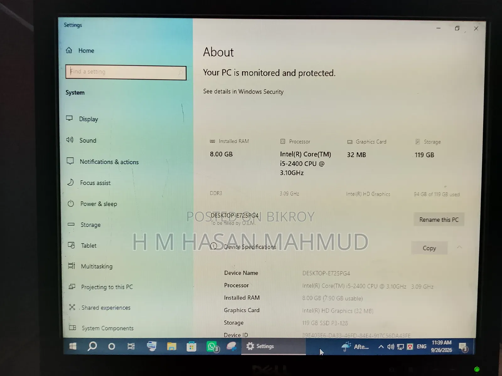 Desktop Computer 8GB Intel Core i5 SSD 128GB
