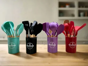 12pcs Wooden Silicone Kitchen Utensil Set