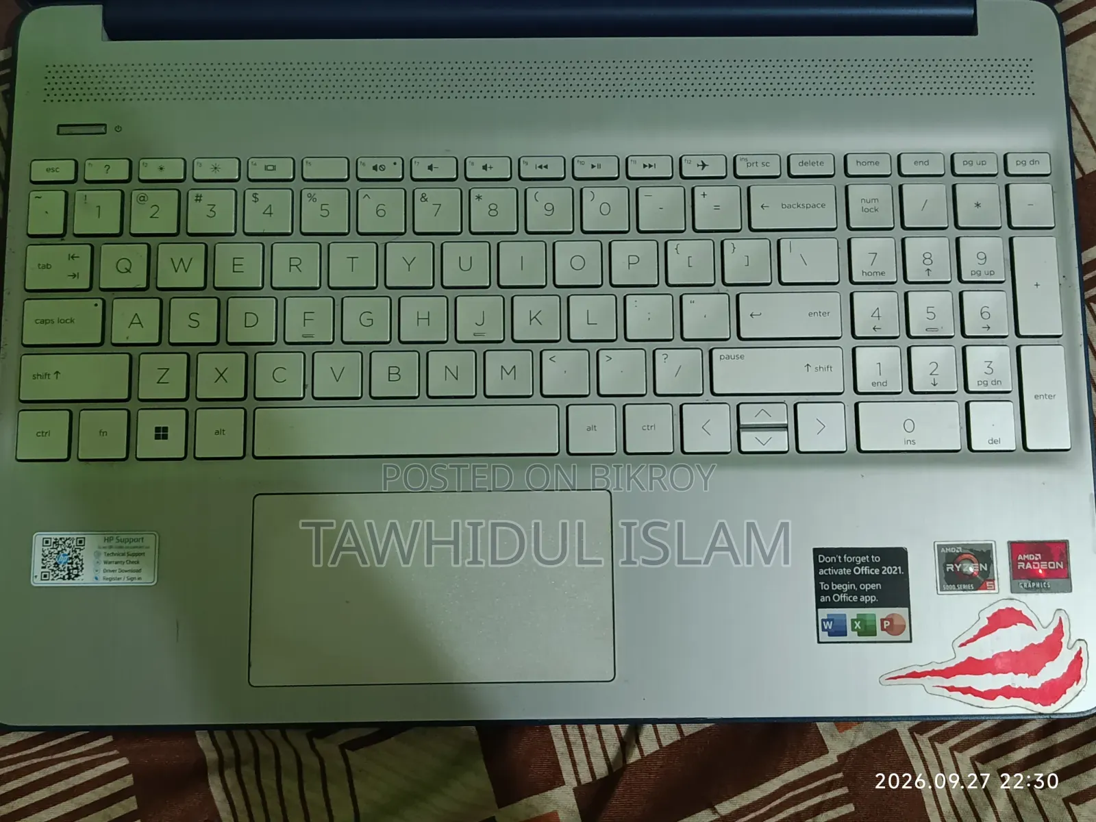 ল্যাপটপ এইচপি ১৫এস ৮জিবি এএমডি রাইজেন ৫ এসএসডি ৫১২জিবি