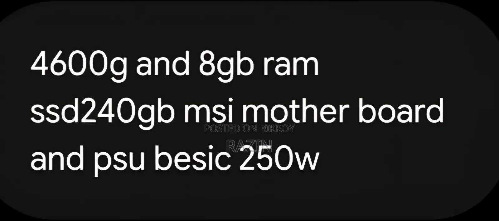 New Desktop Computer 8GB AMD Ryzen 5 SSD 256GB