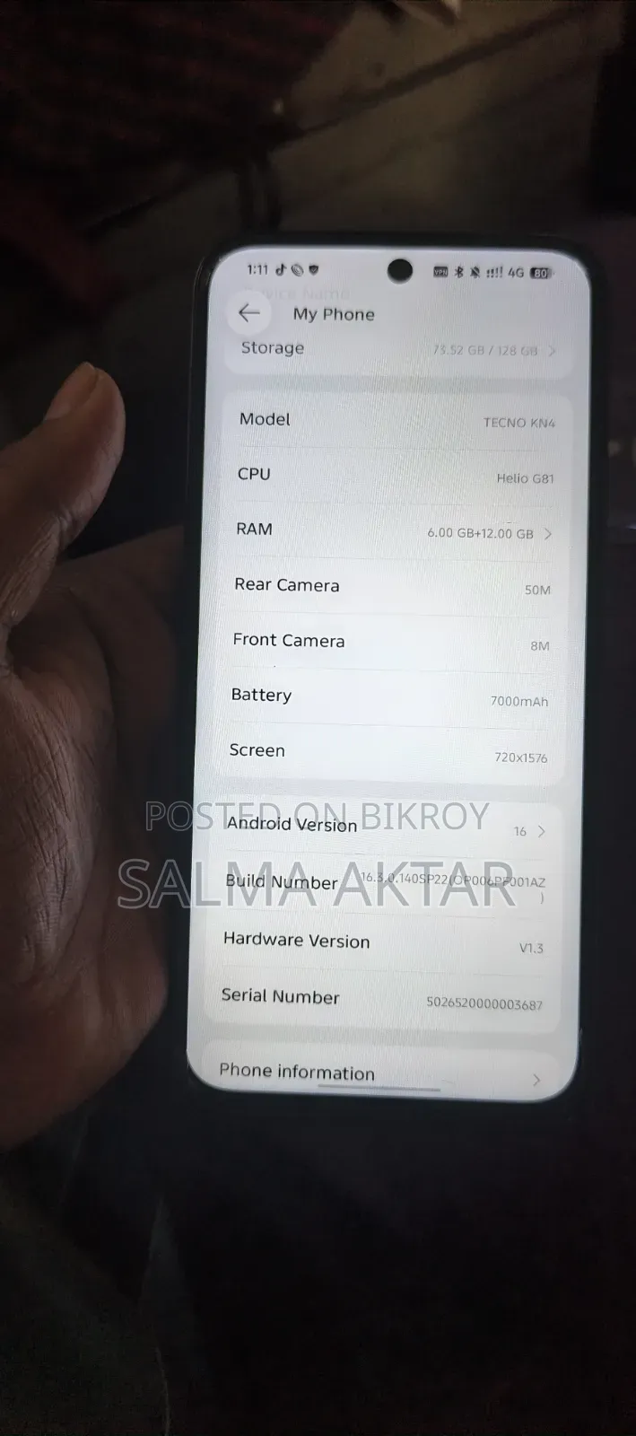 New Tecno Spark 50 128 GB Blue