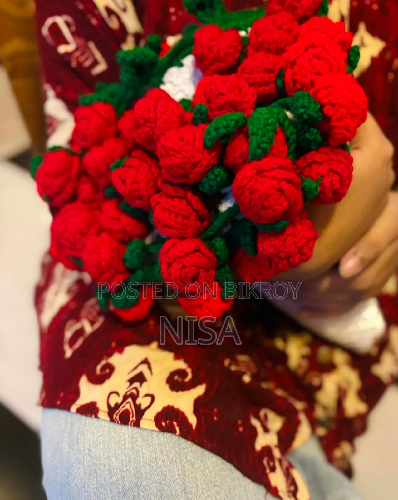 ক্রোশেট রোজ বুকেট💐