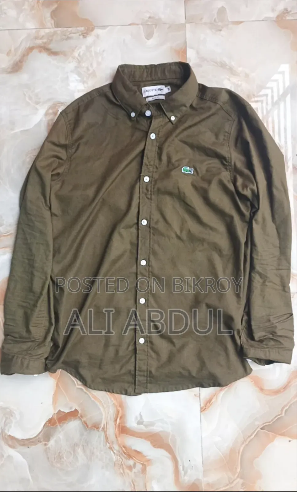High Quality Lacoste Olive Green Shirt Size: M