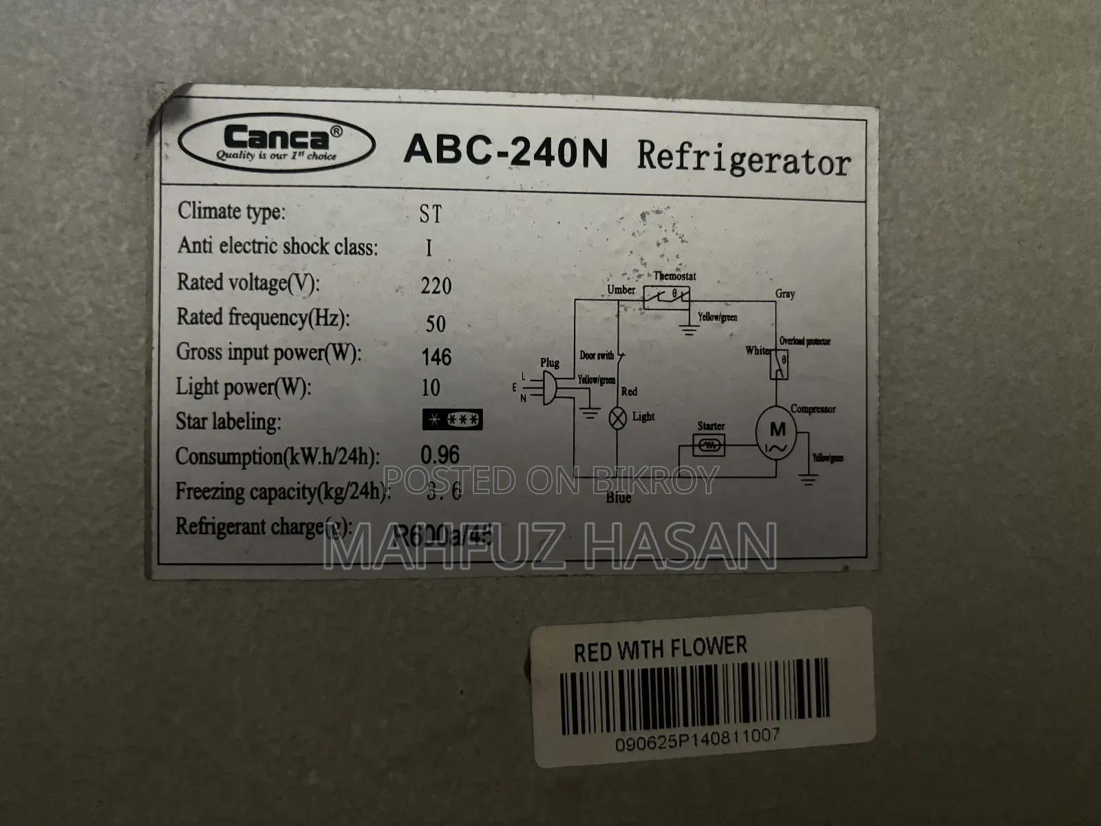 Canca 240 Liter Fridge (ABC-240N Refrigerator)