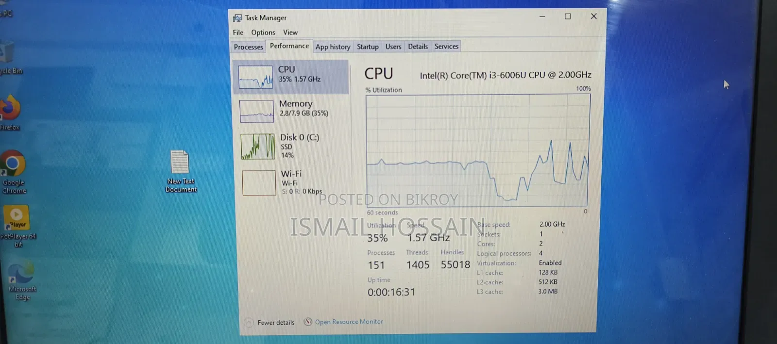 Laptop HP 14-dq1088wm 8GB Intel Core i3 SSD 128GB