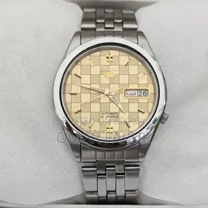 Seiko 5 Automatic Gold Checkered Tapestry Dial Men's Watch | 21 Jewels