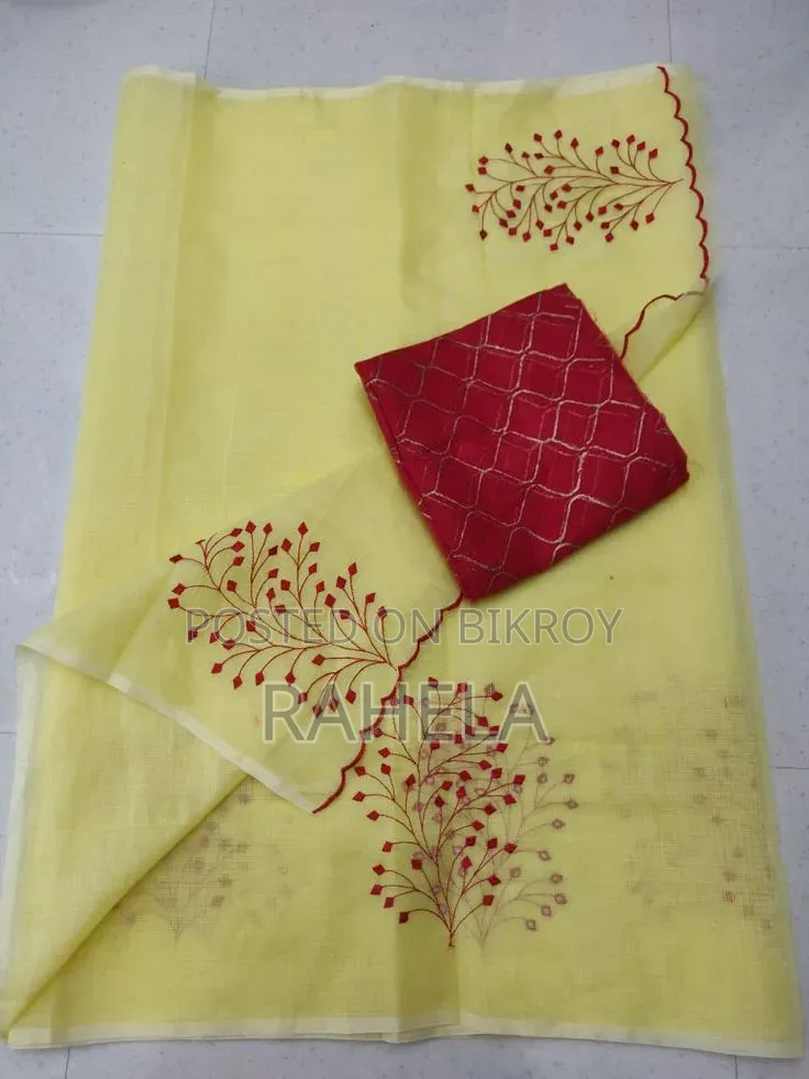 Royal Pink Nokshi Saree - White Embroidery Design