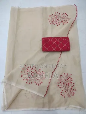 Royal Pink Nokshi Saree - White Embroidery Design