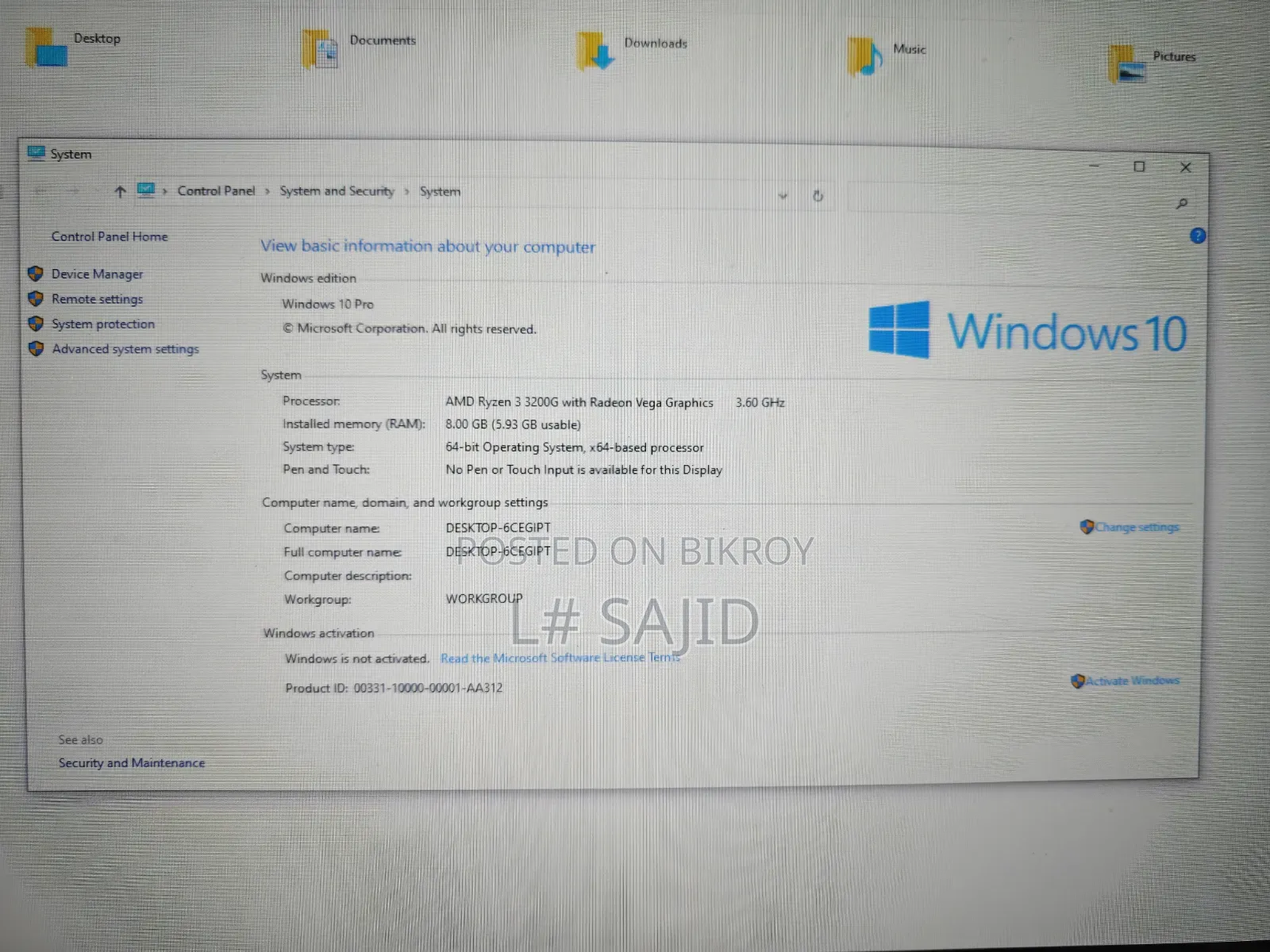 Desktop Computer 8GB AMD Ryzen 3 HDD+SSD 1T