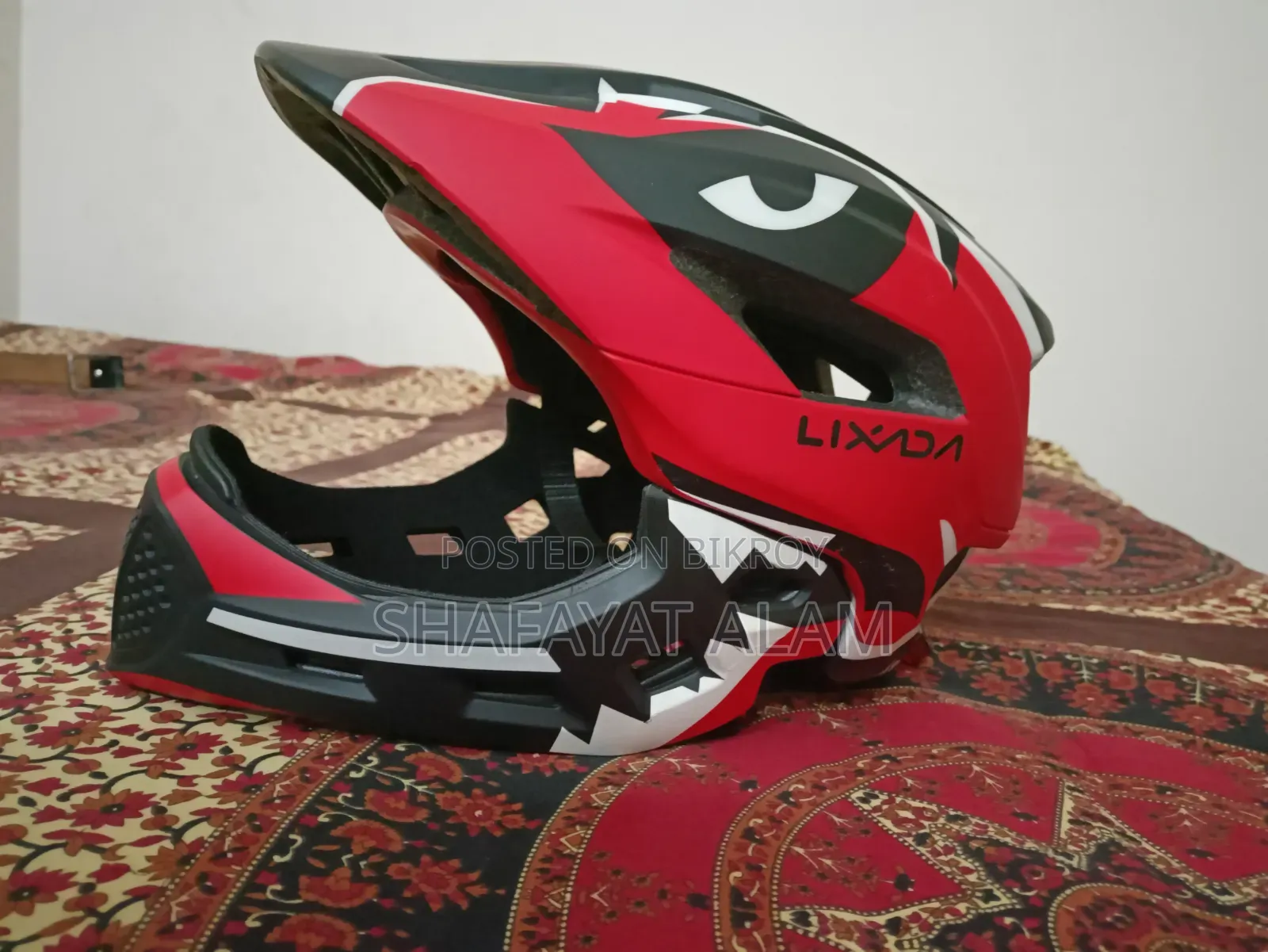 LIXADA Full Face Cycling Helmet | MTB | Red & Black