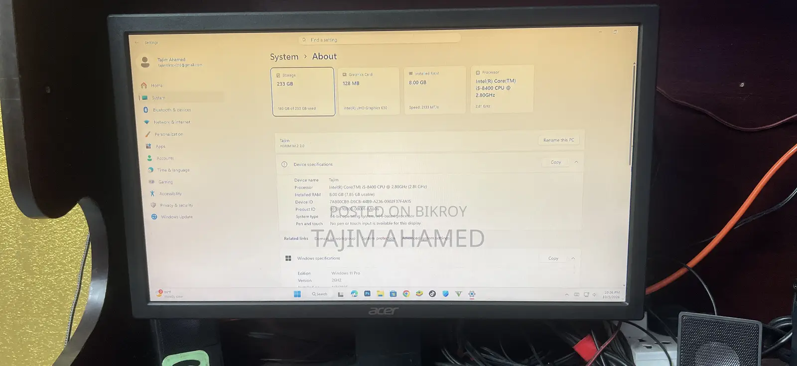 ডেস্কটপ কম্পিউটার এসার অ্যাসপায়ার সি২০-২২০ ৮জিবি ইন্টেল কোর আই৫ এসএসডি ২৫৬জিবি
