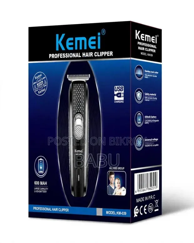 Kemei KM-039 প্রফেশনাল হেয়ার ক্লিপার | চুল ও দাড়ি ছাঁটার যন্ত্র
