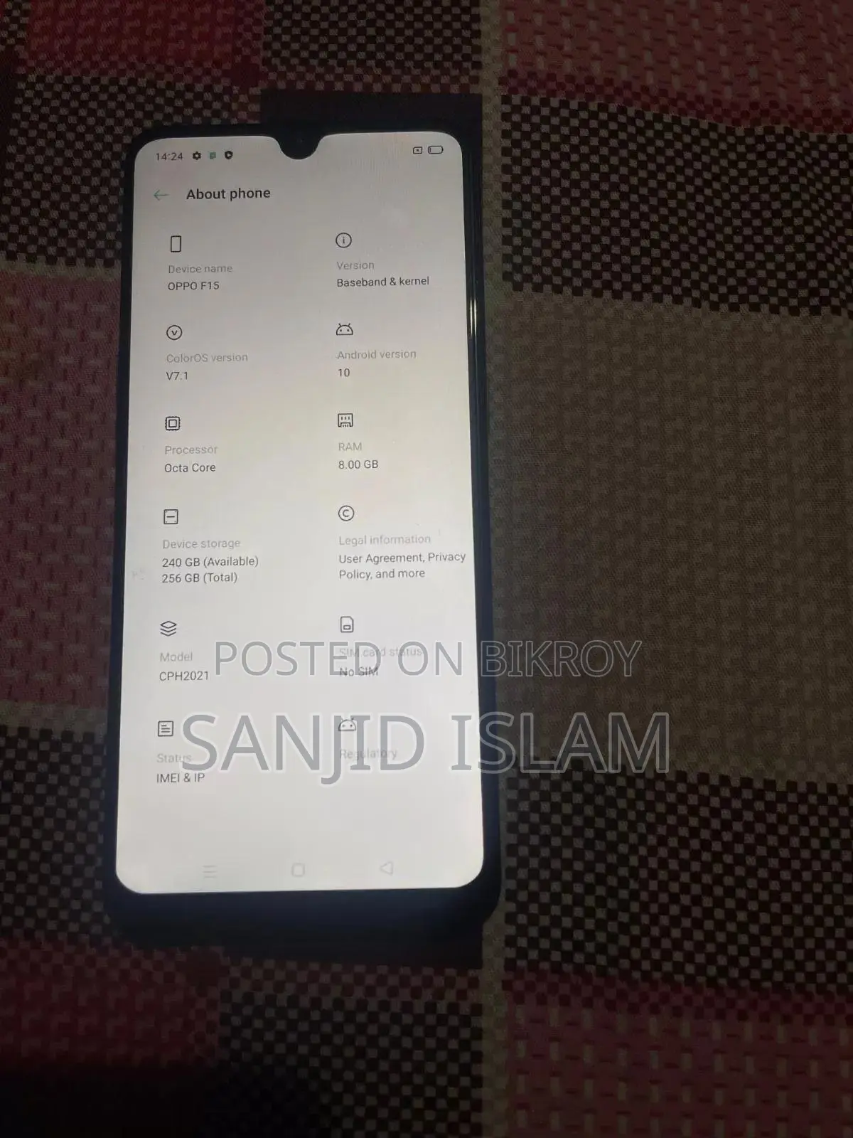অপ্পো এফ১৫ ২৫৬ জিবি কালো