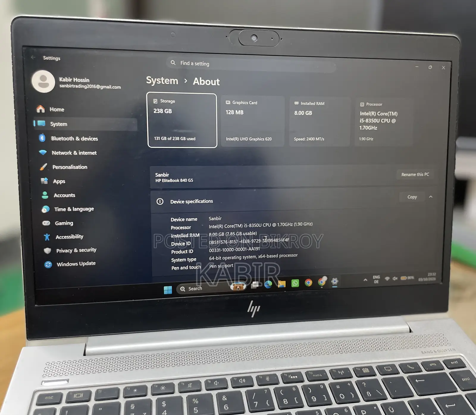 Laptop HP EliteBook 840 G5 8GB Intel Core i5 SSD 256GB