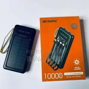 RECRSI RE-PB030 সোলার এনার্জি পাওয়ার ব্যাংক ১০০০ mAh - কালো