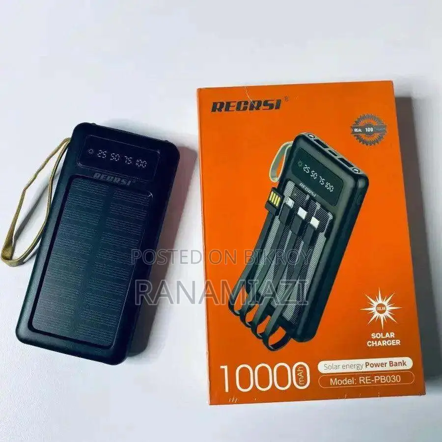 RECRSI RE-PB030 Solar Energy Power Bank 10000 mAh - Black
