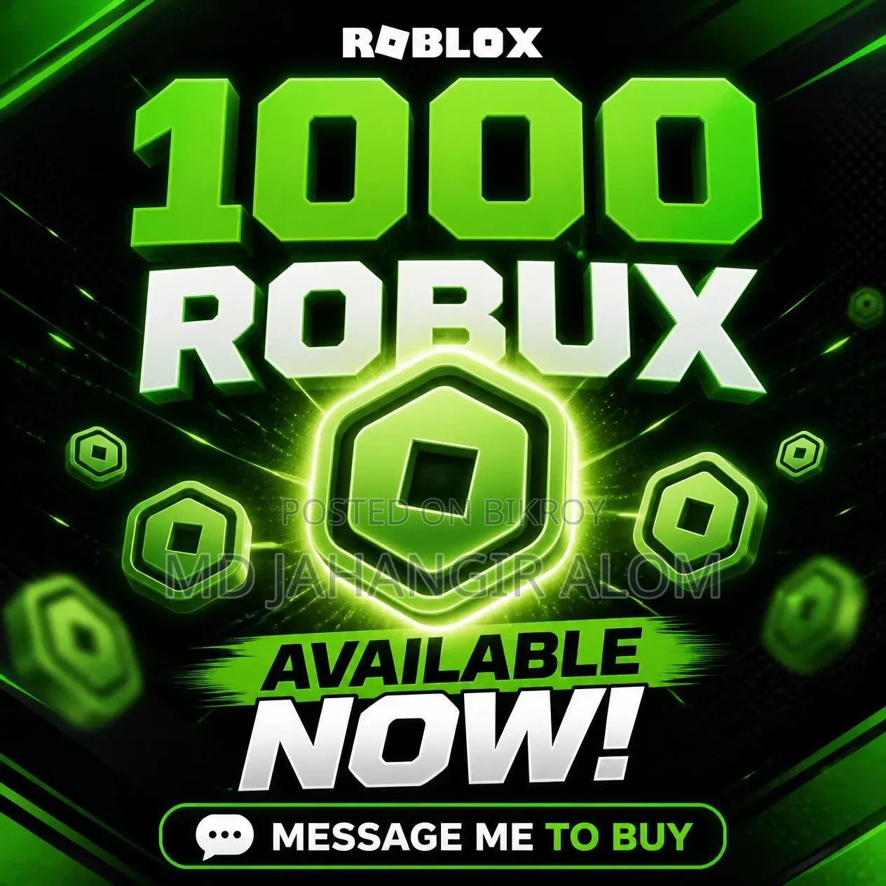 1000 Robux Redeem Code Available for Sale