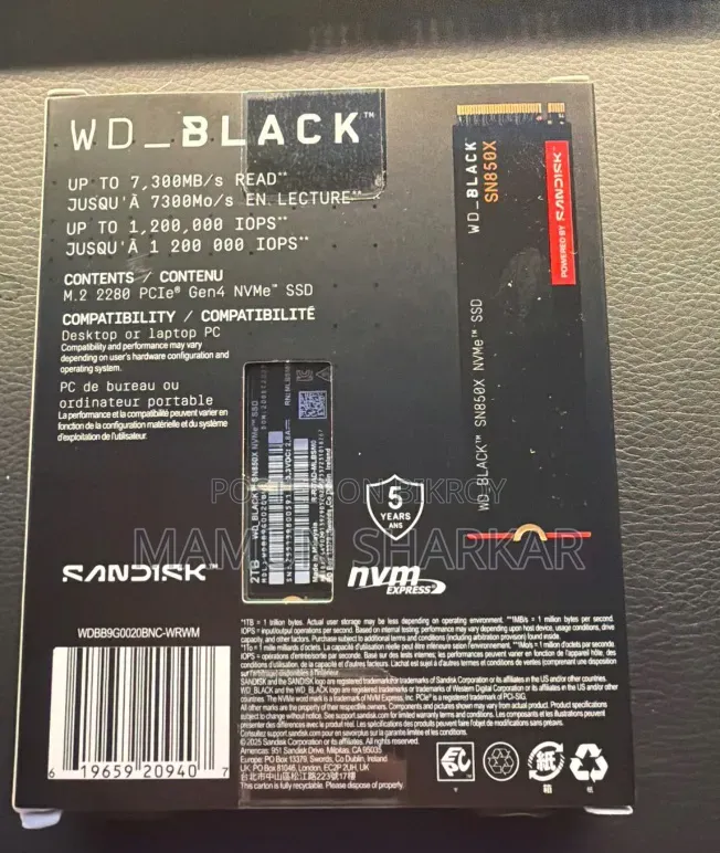 ডাব্লুডি ব্ল্যাক এনভিএমই ২ টিবি এসএসডি ওয়ারেন্টি ৫ বছর