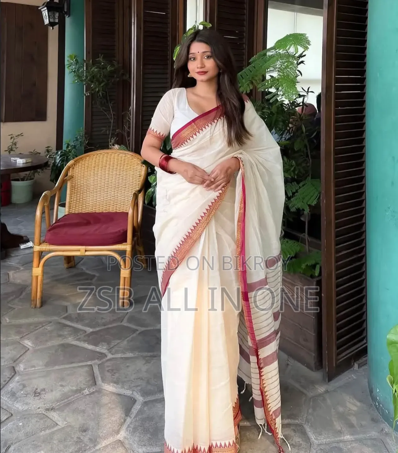 আফসান প্রিন্ট শাড়ি ব্লাউজ পিসসহ
