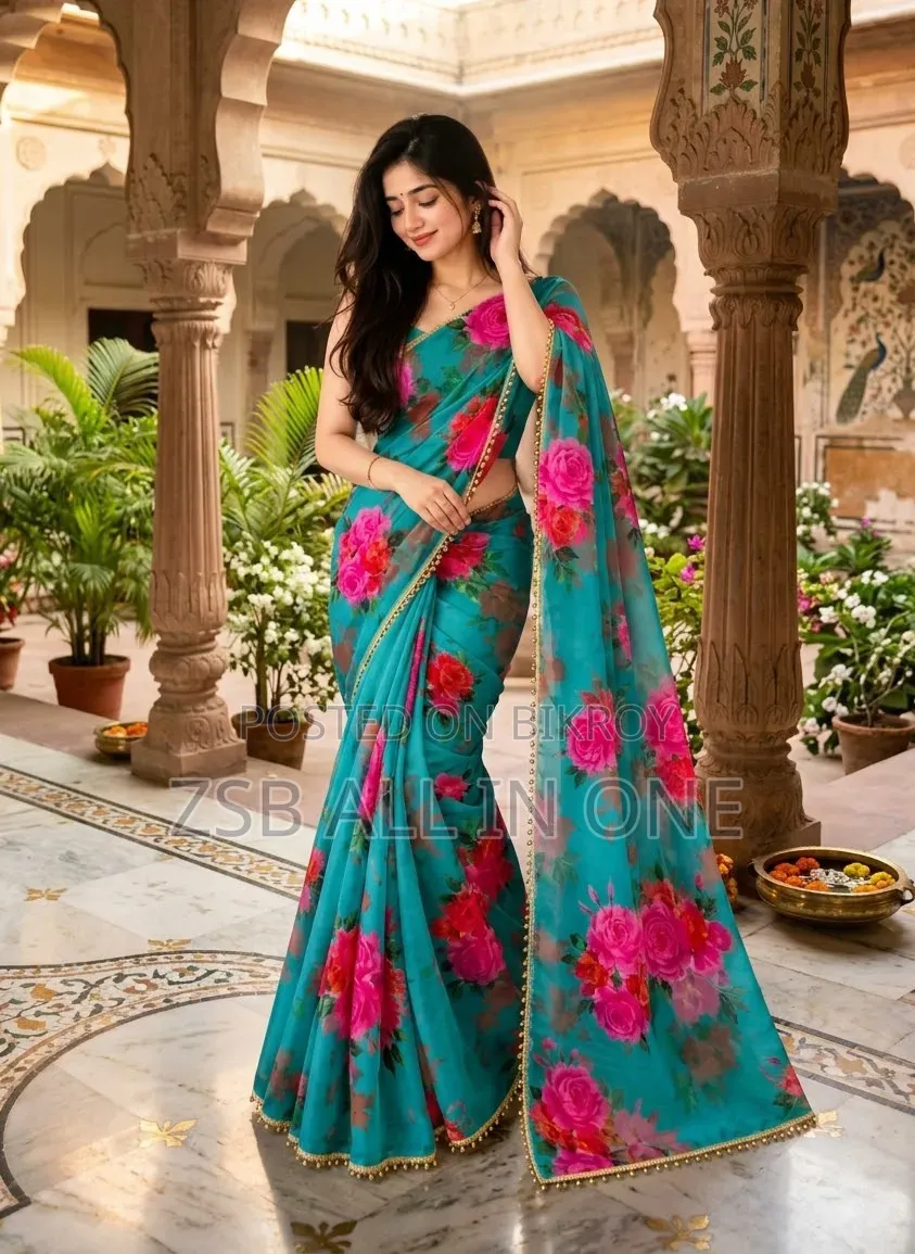 Premium Soft Georgette Saree With Pearl Work